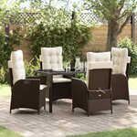vidaXL Ensemble de salle à manger pour jardin 5 Pièces Marron polyrotin