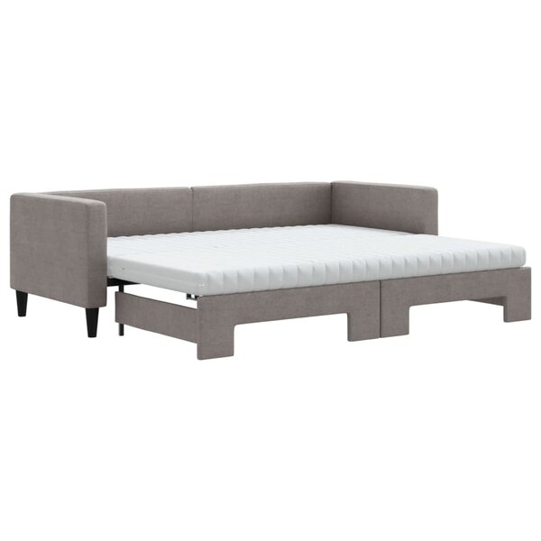 vidaXL Lit de jour avec gigogne et matelas taupe 80x200 cm tissu