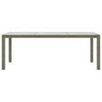 vidaXL Table de jardin Gris 190x90x75 cm Verre trempé/résine tressée