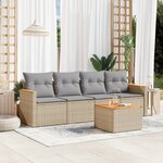 vidaXL Salon de jardin avec coussins 5 Pièces beige résine tressée