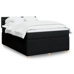 vidaXL Sommier à lattes de lit avec matelas Noir 140x190 cm Tissu