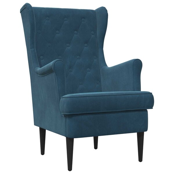 vidaXL Fauteuil Bleu Velours