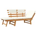 vidaXL Banc de jardin avec coussins 2-en-1 190 cm Bois d'acacia massif