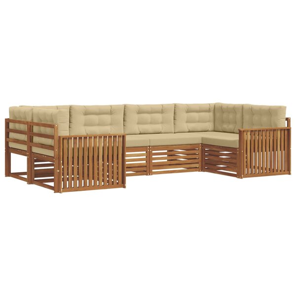 vidaXL Ensemble de canapés d'extérieur 6 Pièces Naturel et Beige