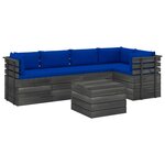 vidaXL Salon palette de jardin 6 Pièces avec coussins Bois de pin massif
