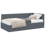 vidaXL Cadre de lit d'angle avec matelas 2 Pièces Gris Velours