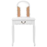 vidaXL Coiffeuse et tabouret Blanc 65x36x128 cm Bois de paulownia MDF