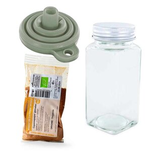 Flacon à épices poudreur + entonnoir + piment de Cayenne 40 g