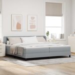 vidaXL Lit à ressorts avec matelas Gris clair 200 x 200 cm tissu