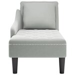 vidaXL Fauteuil long et coussin et accoudoir droit gris clair velours