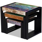vidaXL Tables gigognes 3 Pièces Bois de récupération massif