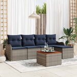 vidaXL Ensemble de canapé de jardin 6 Pièces Gris Poly rotin