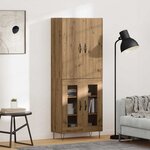 vidaXL Haut Armoire 2 Pièces Chêne artisanal Bois d'ingénierie et verre