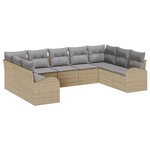 vidaXL Ensemble de canapé de jardin 9 Pièces Beige  gris clair Poly rotin