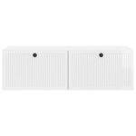 vidaXL Meuble TV mural Montage mural Blanc brillant 98 x 41 x 30 cm