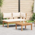vidaXL Ensemble de banc de jardin en bois massif Teck