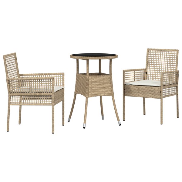 vidaXL Ensemble de salle à manger pour jardin 3 Pièces Beige Poly rotin