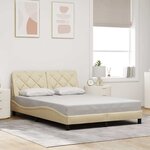 vidaXL Cadre de lit avec LED sans matelas crème 140x200 cm tissu