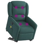 vidaXL Fauteuil inclinable de massage électrique Vert foncé Tissu