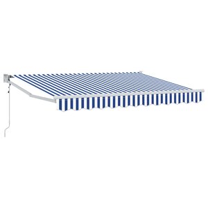 vidaXL Auvent rétractable Bleu et Blanc 2 5 x 2 m Polyester et métal