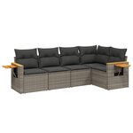 vidaXL Salon de jardin 5 Pièces avec coussins gris résine tressée