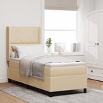 vidaXL Lit à ressorts avec matelas et LED crème 80x200 cm  tissu