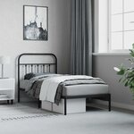 vidaXL Cadre de lit métal sans matelas avec tête de lit noir 90x190 cm
