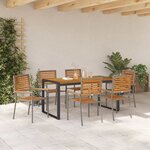 vidaXL Ensemble de salle à manger pour jardin 7 Pièces Gris et marron