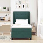 vidaXL lit à ressorts avec matelas vert foncé 90 x 200 cm en velours