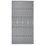 vidaXL Tapis à tissage plat d'extérieur 100x200 cm Rayures bleues