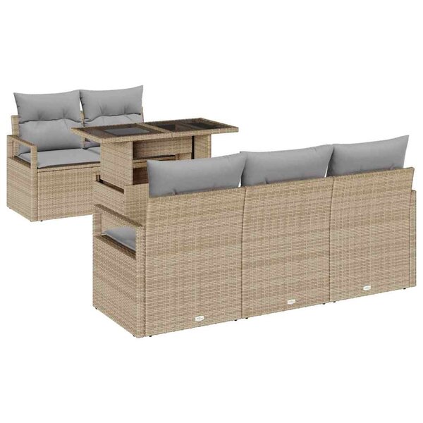 vidaXL Ensemble de canapé de jardin 6 pièces 5-Nombre de places