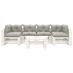 vidaXL Salon palette de jardin 7 Pièces avec coussins taupe bois