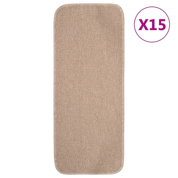 vidaXL Tapis escalier antidérapants 15 Pièces 60x25cm Beige Rectangulaire