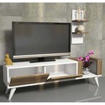 Homemania Meuble TV Pers 130x30x38 6 cm Blanc et noyer