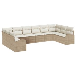 vidaXL Ensemble de canapé de jardin avec coussin 10 Pièces Beige et crème