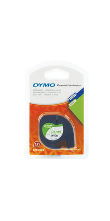 DYMO LetraTag rubans Papier 12mm x 4m Noir/Blanc (compatible avec DYMO LetraTag LT100H)