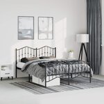 vidaXL Cadre de lit métal sans matelas avec pied de lit noir 135x190cm