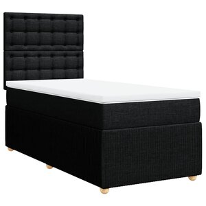 vidaXL Sommier à lattes de lit avec matelas Noir 90x190 cm Tissu