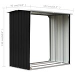 vidaXL Abri de stockage à bois Acier galvanisé 172x91x154cm Anthracite