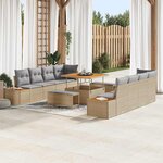 vidaXL Ensemble de canapé de jardin 11 Pièces Beige Poly rotin