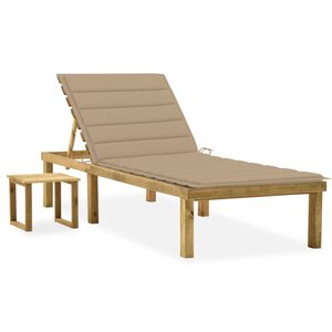 vidaXL Chaise longue de jardin avec table et coussin Pin imprégné