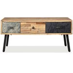 vidaXL Table basse Teck de récupération massif 90x65x40 cm