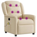 vidaXL Fauteuil de massage inclinable Crème Tissu