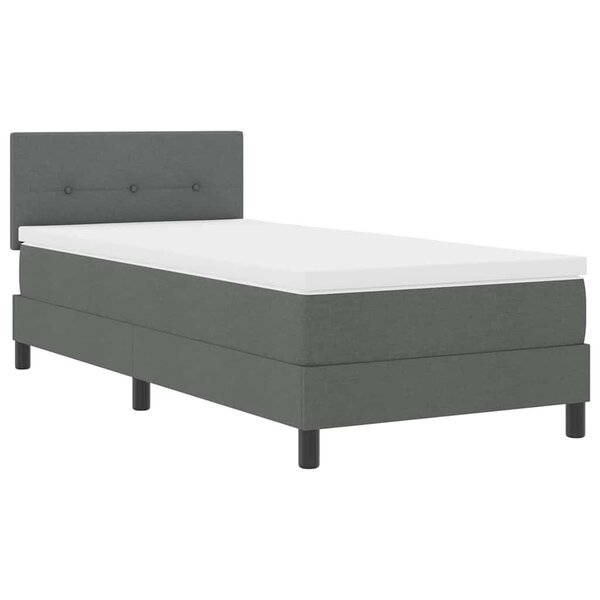 vidaXL Lit à ressorts avec matelas Gris foncé 90 x 190 cm tissu