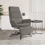 vidaXL Chaise de relaxation avec repose-pied Gris clair Velours