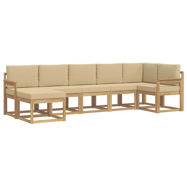 vidaXL Ensemble de canapés d'extérieur 7 pc Blanc et Beige Polyester