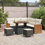 Ensemble de canapés de jardin 8 pièces vidaXL avec coussins noir poly rotin acacia