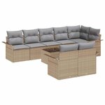 vidaXL Ensemble de canapé de jardin 9 Pièces Beige Poly rotin