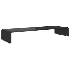 vidaXL Meuble TV/support pour moniteur 90x30x13 cm verre noir