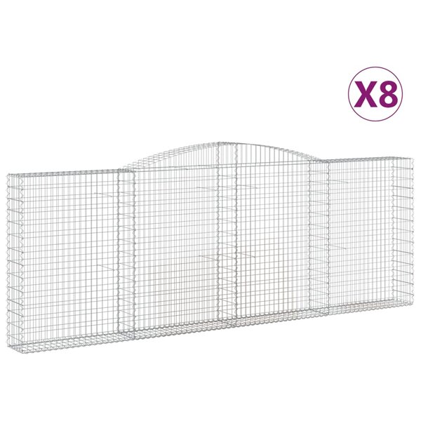 vidaXL Paniers à gabions arqués 8 Pièces 400x30x140/160 cm Fer galvanisé